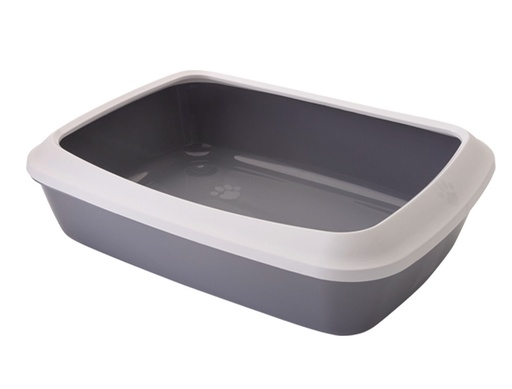 [NB72110] Kattentoilet met rand "Iriz" 50 x 36,5 x 11,5 cm grijs-wit
