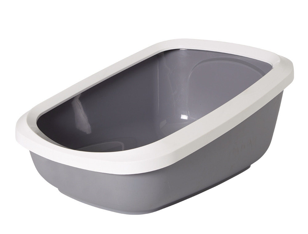 Kattentoilet met rand "ASEO JUMBO" 67,5 x 48,5 x 28 cm grijs-wit