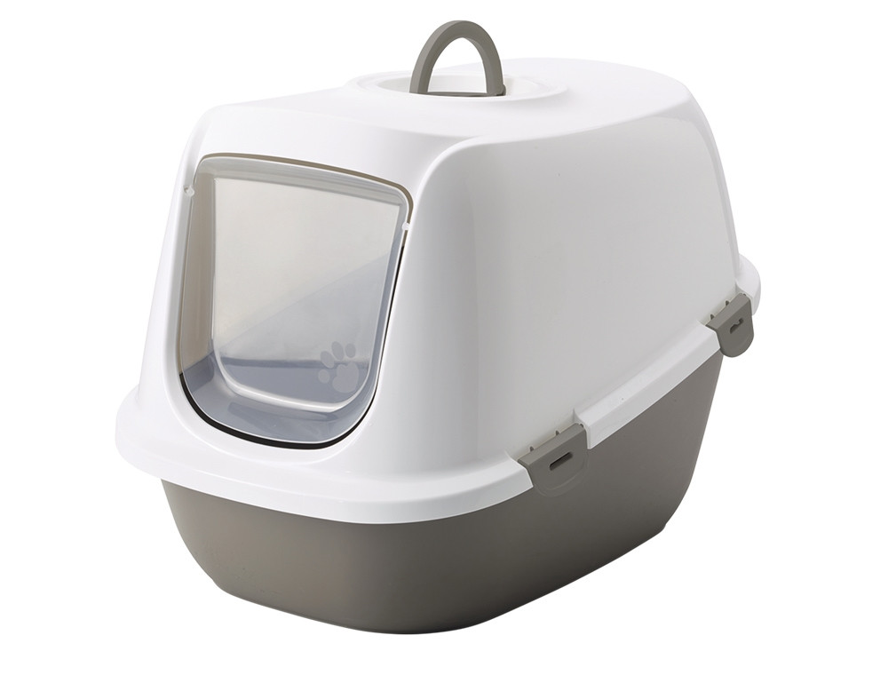 Kattentoilet "Leeuw" 64 x 46 x 45 cm warmgrijs-wit