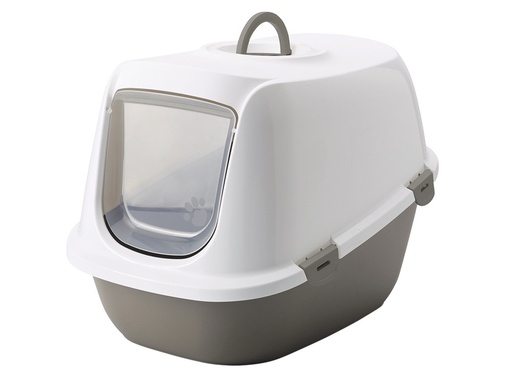 [NB72241] Kattentoilet "Leeuw" 64 x 46 x 45 cm warmgrijs-wit