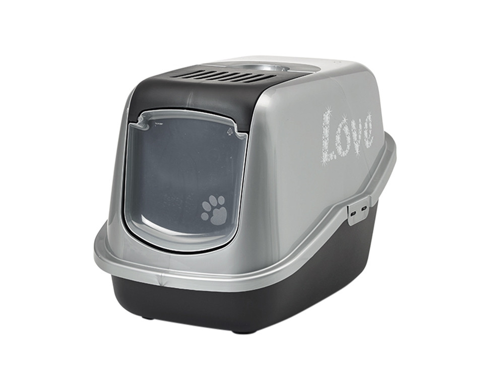 Kattentoilet Nestor Impression "LOVE" 56 x 39 x 38,5 cm zwart-silver
