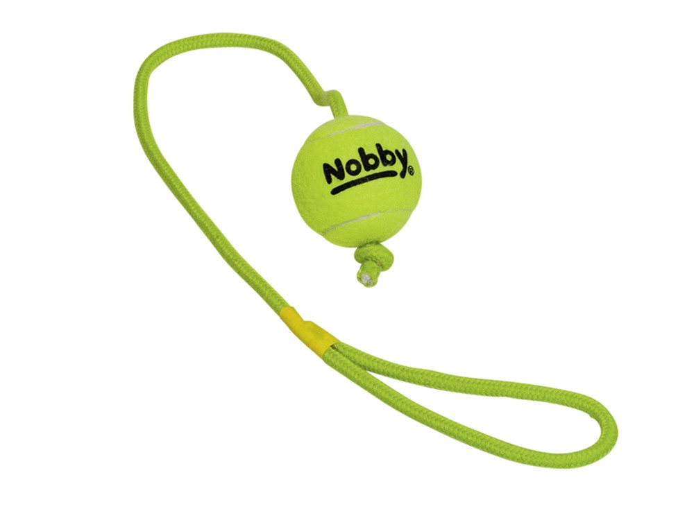Tennisbal met werptouw M 6,5 cm; rope 70 cm 