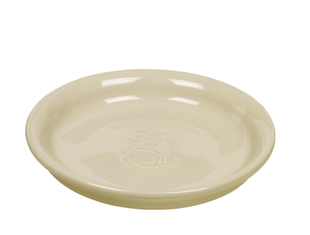 Kat keramische melkschaal 14 x 2 cm; 100 ml beige