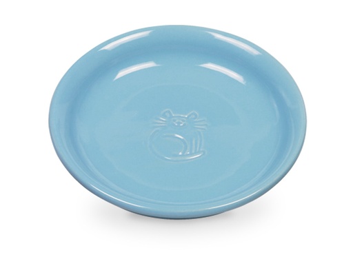 [NB73359] Kat keramische melkschaal 14 x 2 cm; 100 ml licht blauw
