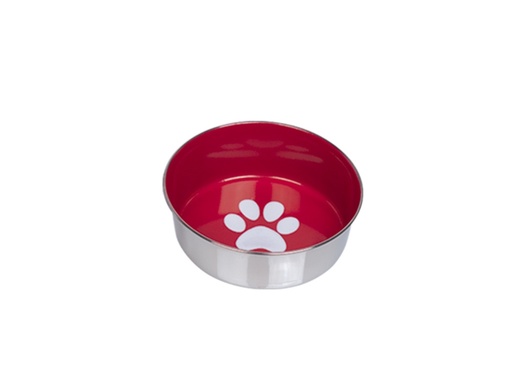 [NB73469] Roestvrijstalen kom HEAVY PAW, antislip 13,5 cm 0,45 ltr rood