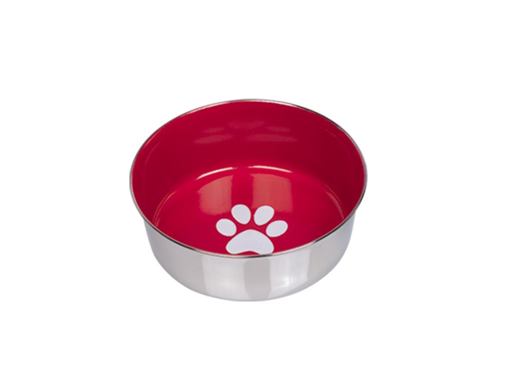 Roestvrijstalen kom HEAVY PAW, antislip 16,5 cm 0,95 ltr rood