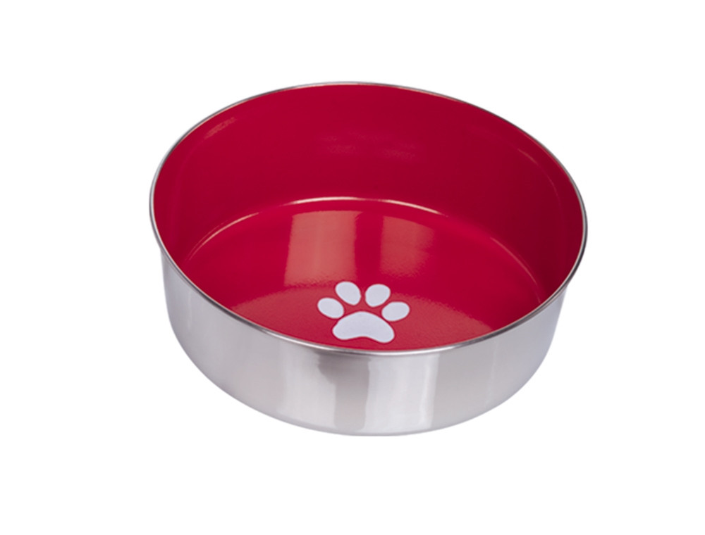 Roestvrijstalen kom HEAVY PAW, antislip 24,0 cm 2,70 ltr rood