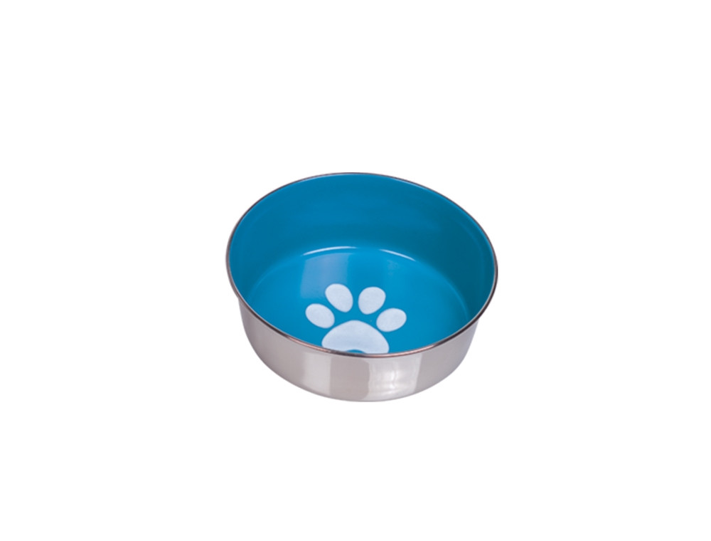 Roestvrijstalen kom HEAVY PAW, antislip 13,5 cm 0,45 ltr licht blauw