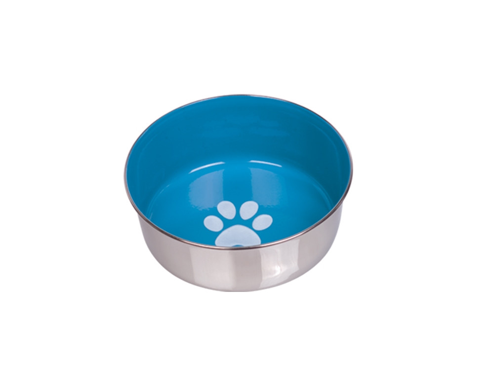 Roestvrijstalen kom HEAVY PAW, antislip 16,5 cm 0,95 ltr licht blauw