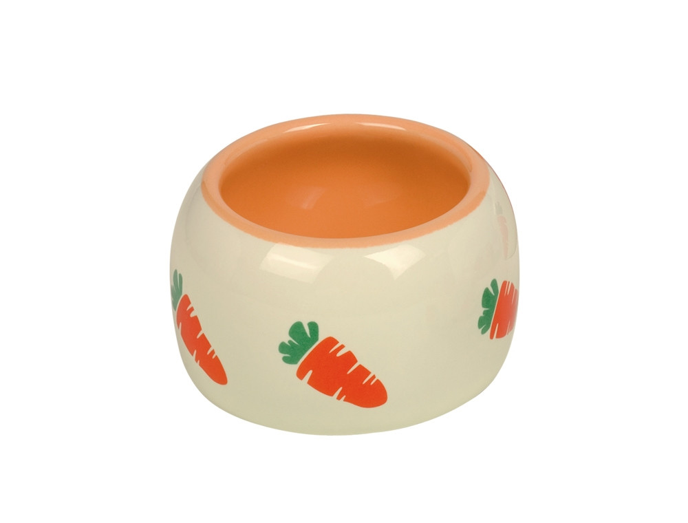 Keramische voerbak "WORTEL"  8cm; 125 ml beige/oranje
