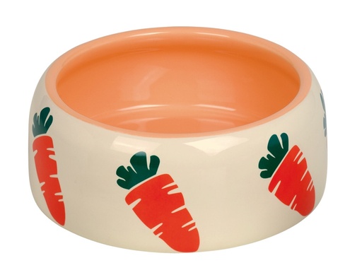 [NB73631] Keramische voerbak "WORTEL"  14,5 cm; 500 ml beige/oranje