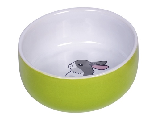 [NB73751] Knaagdier Keramieken schaal "Konijn"  11cm x 4,5 cm; 300 ml geel/weiß