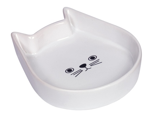 [NB73760] Keramieken kattenbakje "Kitty Face" 13 x 16 x 3 cm; 200 ml wit