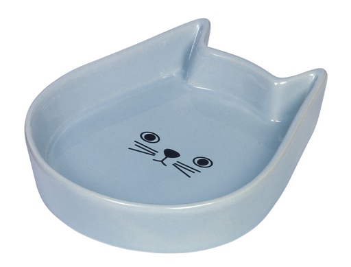 [NB73761] Keramieken kattenbakje "Kitty Face" 13 x 16 x 3 cm; 200 ml licht blauw