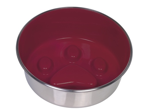 [NB73815] Anti-slurpende roestvrijstalen kom "Paw", antislip 20 cm 1,60 ltr rood