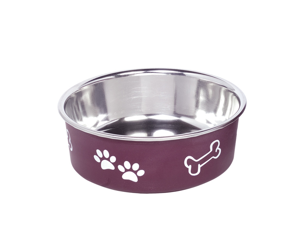 Roestvrijstalen kom "FUSION", antislip 13 cm 0,5 ltr rood