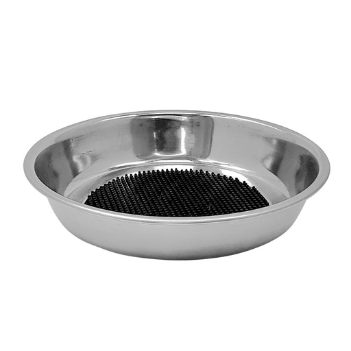 [NB73860] RVS kom met likmat, antislip  13,5 x 3 cm;  200 ml 