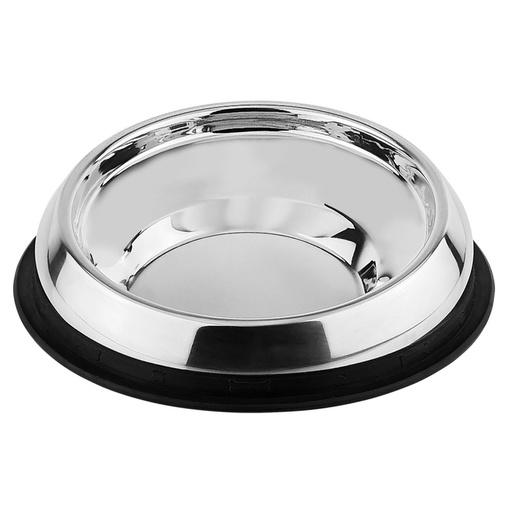 [NB73869] RVS kom platte snuit honden, met rubberen ring  28 X 7,5 cm;  700 ml 