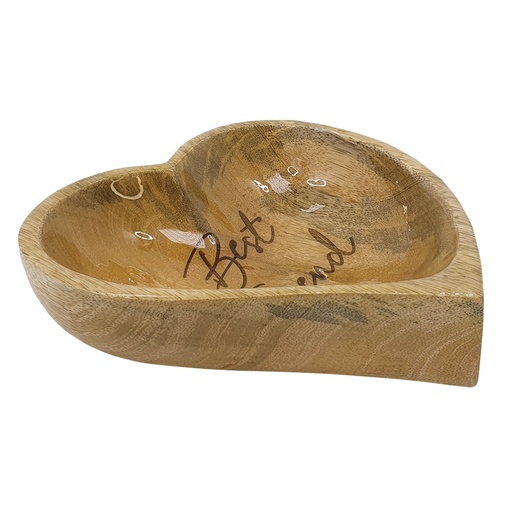 [NB73873] Houten kom "HEART", antislip 16 x 16 cm;  280 ml 