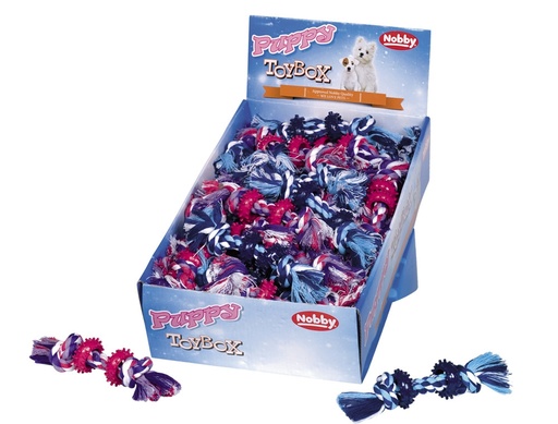 [NB74162] Touwspeeltje, Touw met rubber voor puppy's Display 48 st, 30 g; 16 cm 