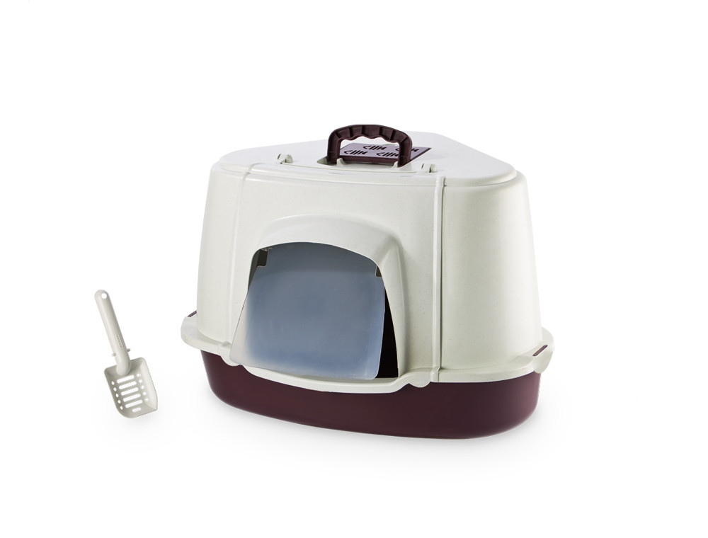 Kattenhoektoilet met dak speciaal L x B x H: 70 x 57 x 48 cm rood