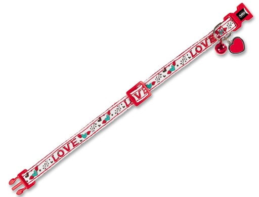[NB77907] Kattenhalsband "LOVE"  wit/rood