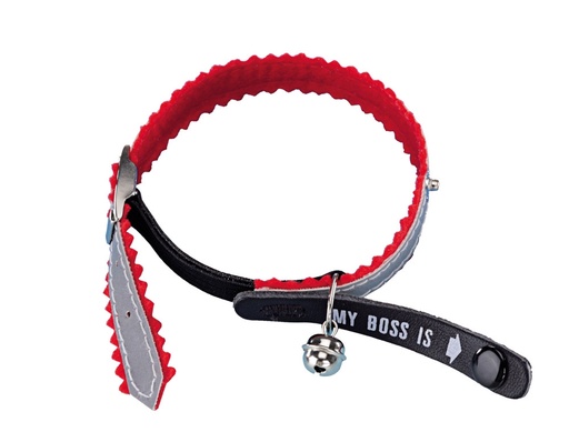 [NB7803901] Adres Kattenhalsband "Mijn baas is"  rood