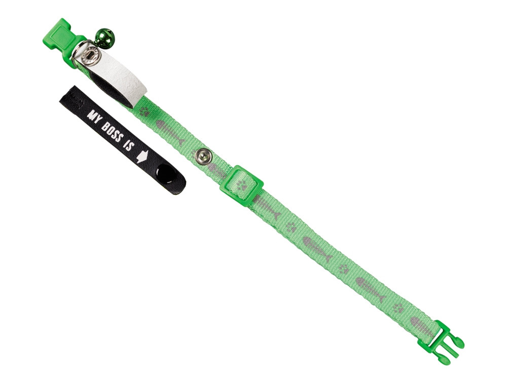 Adres Kattenhalsband "Mijn baas is"  licht groen