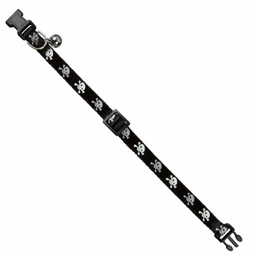 [NB78075] Kattenhalsband schedel  zwart
