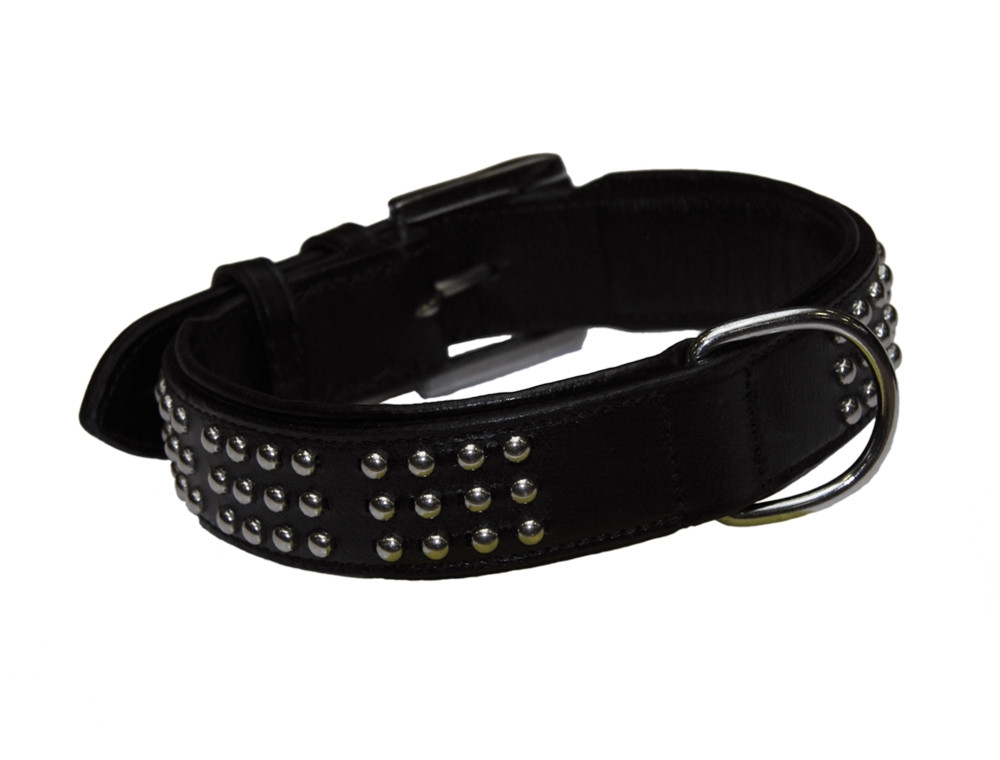 Leren halsband "VINTO" 60 cm (53-58 cm); 50 mm zwart