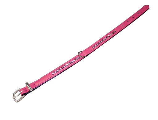 [NB7870061] Kraag "Crystal" enkele rij 27 cm (18-23 cm); 12/14 mm fuchsia/zwart