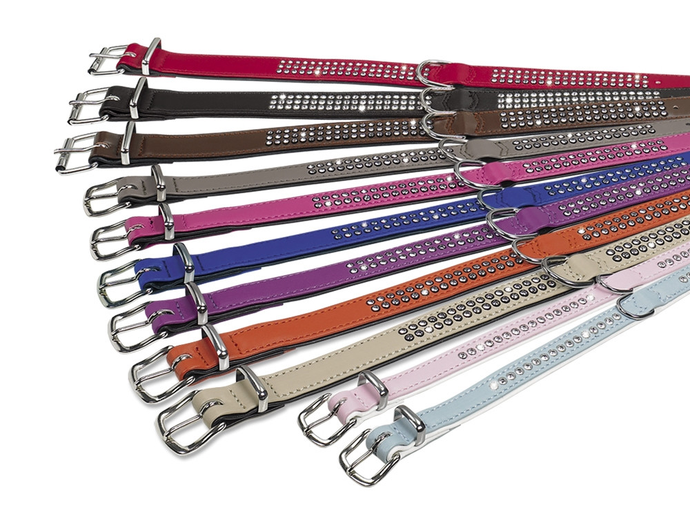 Kraag "Crystal" enkele rij 32 cm (23-28 cm); 12/14 mm roze/wit