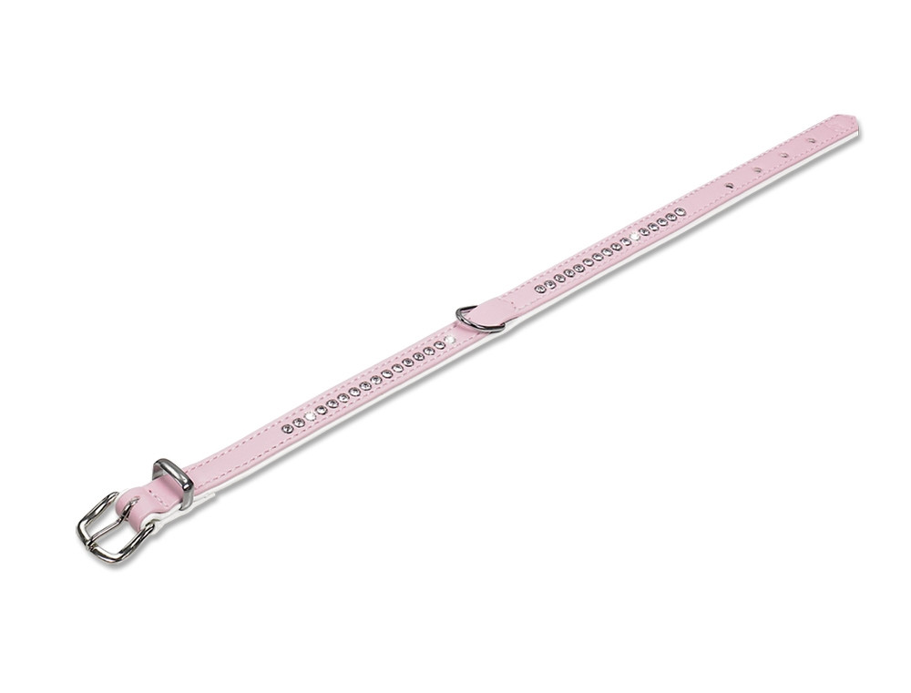Kraag "Crystal" enkele rij 37 cm (27-32 cm); 12/14 mm roze/wit