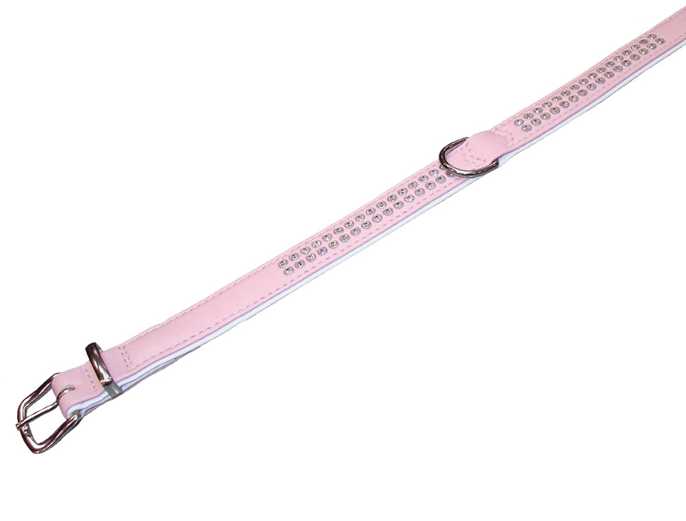 Kraag "Crystal" dubbele rij 42 cm (32-37 cm); 17/19 mm roze/wit