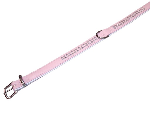 [NB7870415] Kraag "Crystal" dubbele rij 42 cm (32-37 cm); 17/19 mm roze/wit