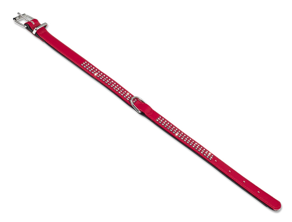 Kraag "Crystal" dubbele rij 47 cm (35-41 cm); 17/19 mm rood