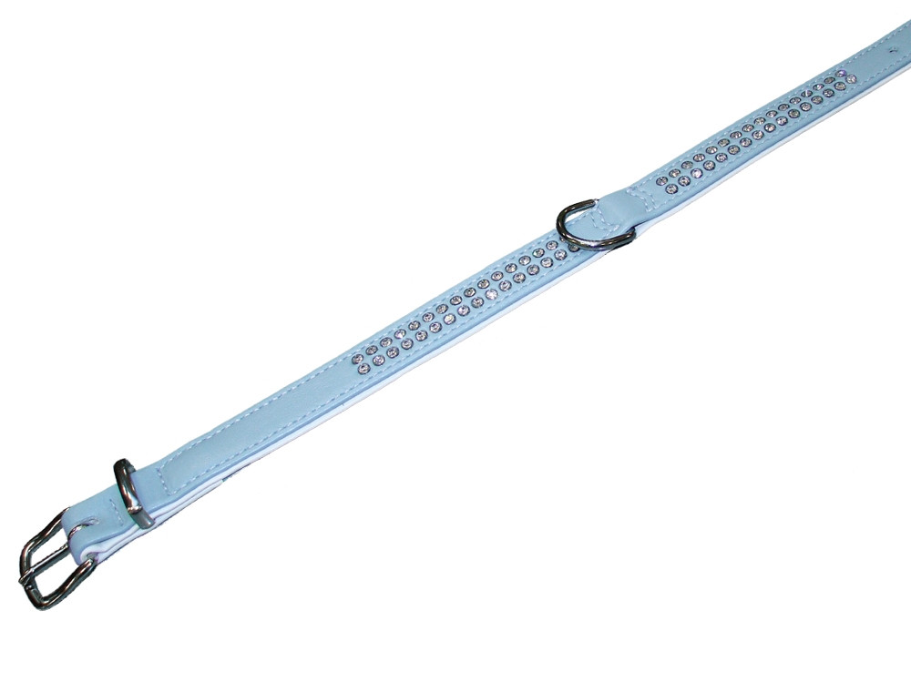 Kraag "Crystal" dubbele rij 47 cm (35-41 cm); 17/19 mm licht blauw/wit