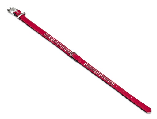 [NB7870601] Kraag "Crystal" drievoudige rij 47 cm (35-41 cm); 22/24 mm rood