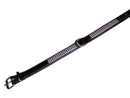 [NB7870605] Kraag "Crystal" drievoudige rij 47 cm (35-41 cm); 22/24 mm zwart