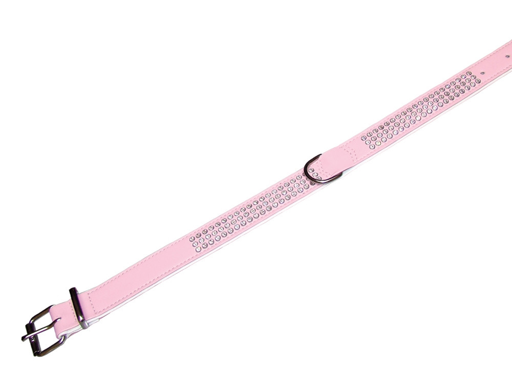 Kraag "Crystal" drievoudige rij 47 cm (35-41 cm); 22/24 mm roze/wit