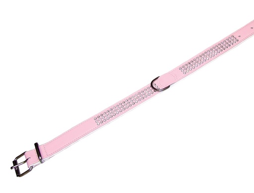 [NB7870615] Kraag "Crystal" drievoudige rij 47 cm (35-41 cm); 22/24 mm roze/wit