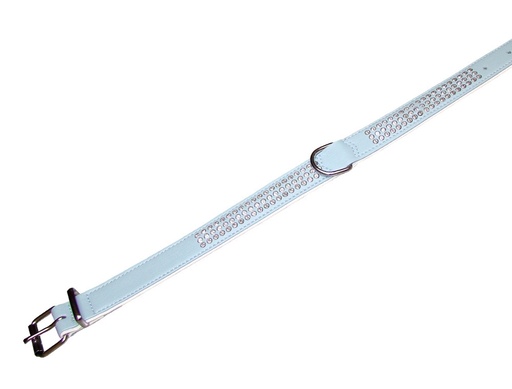 [NB7870632] Kraag "Crystal" drievoudige rij 47 cm (35-41 cm); 22/24 mm licht blauw/wit