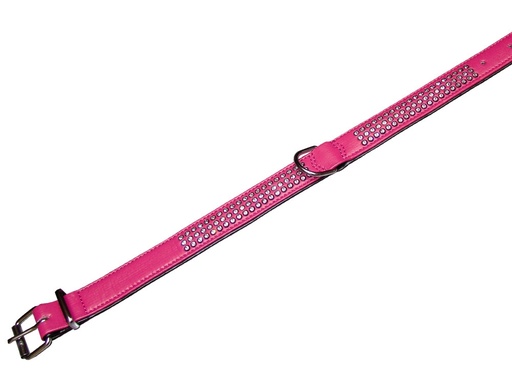 [NB7870661] Kraag "Crystal" drievoudige rij 47 cm (35-41 cm); 22/24 mm fuchsia/zwart