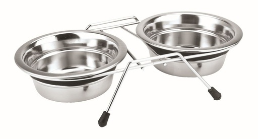 [NB79048] Dubbele kom roestvrij staal "SILENT DINER" 2 x 21 cm 1,50 ltr. 