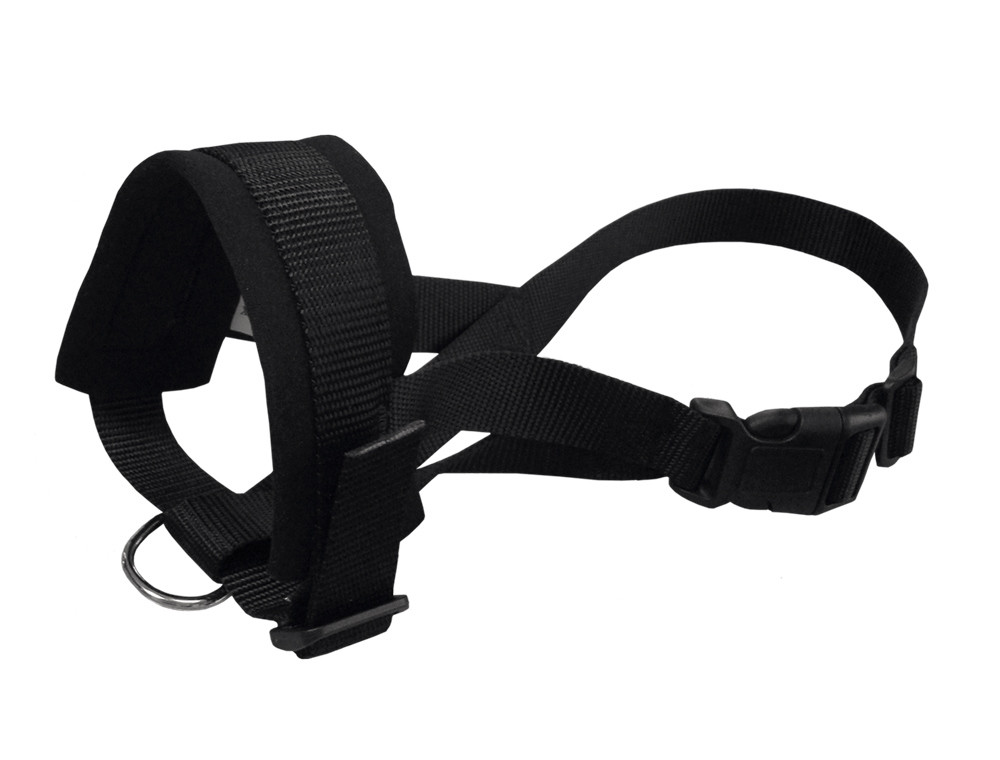 Nylon snuitlus maat XXL; nek Strap: 22-35 cm; Snout Strap: 28-38 cm zwart