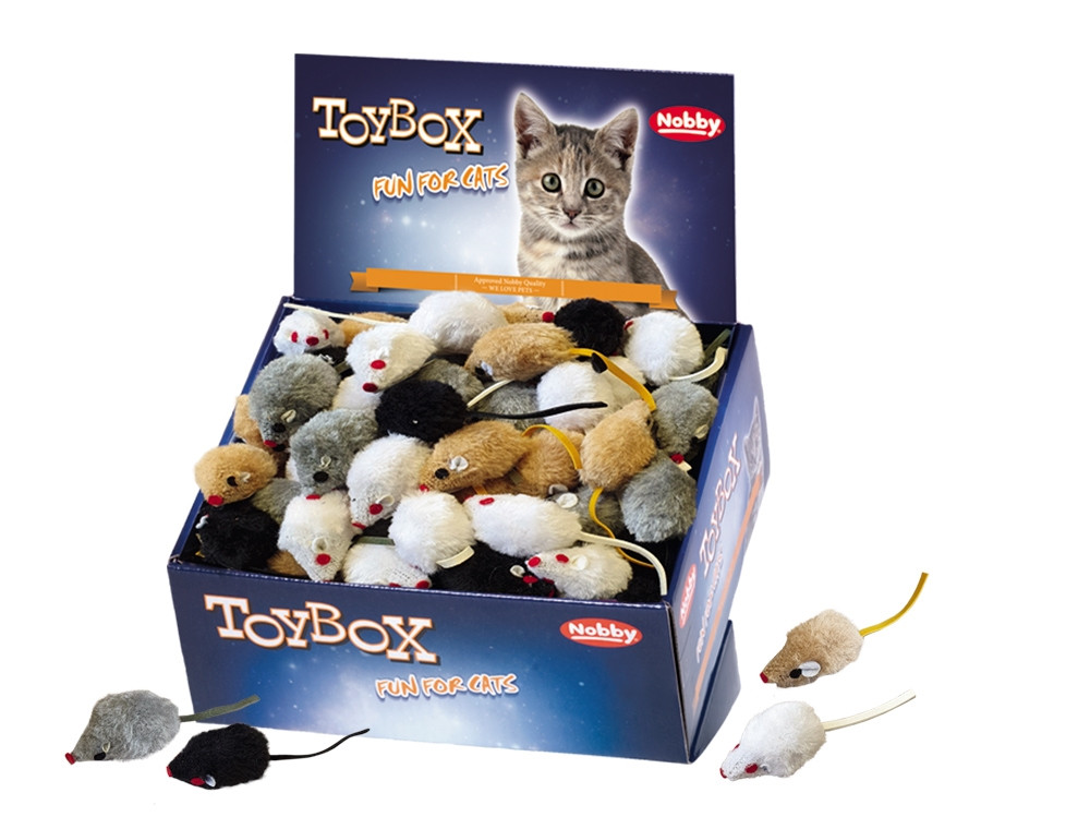Pluche muis kort haar pluche 5 cm; display 140 stuks 