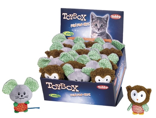 [NB80243] Pluche muis en uil met kattenkruid
