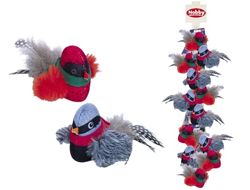 [NB80247] Pluche vogels met geluid strip 12 st, 12 cm 
