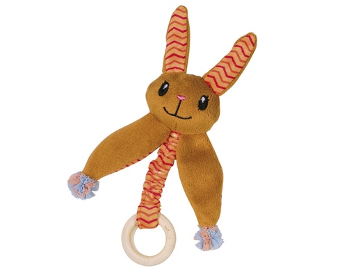 [NB80277] Pluche konijntje met kattenkruid en houten ring