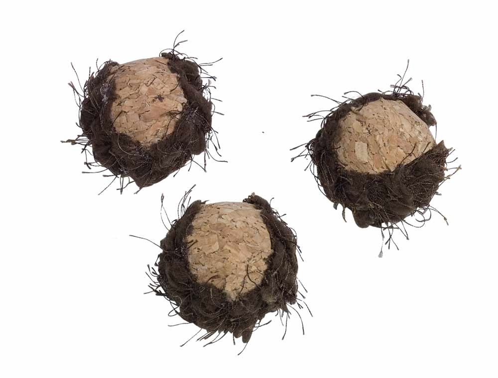 Kurkballen 3st met rammelaar  4 cm 